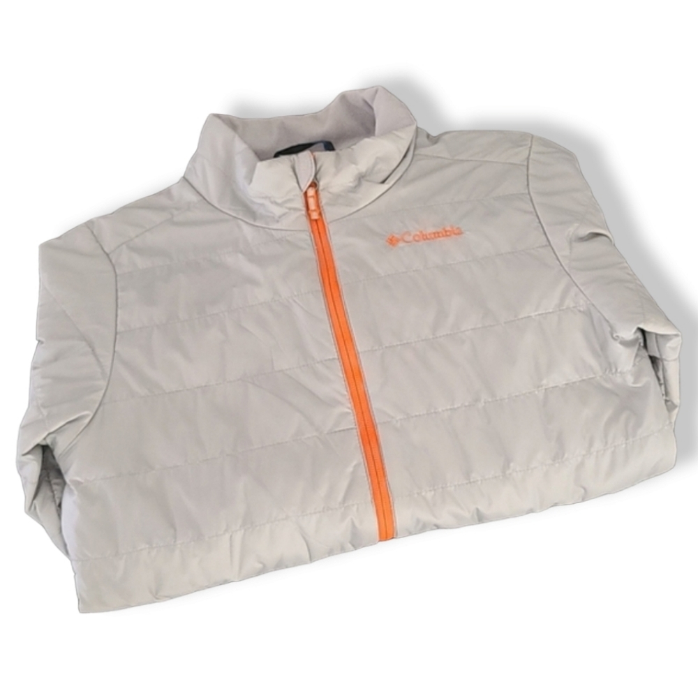 COLUMBIA Gray Omni Heat Quilted Puffer Coat Girls Large L 14 16 Winter Jacket - Picture 8 of 16